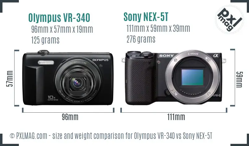 Olympus VR-340 vs Sony NEX-5T size comparison