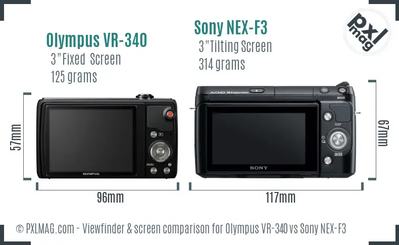 Olympus VR-340 vs Sony NEX-F3 Screen and Viewfinder comparison