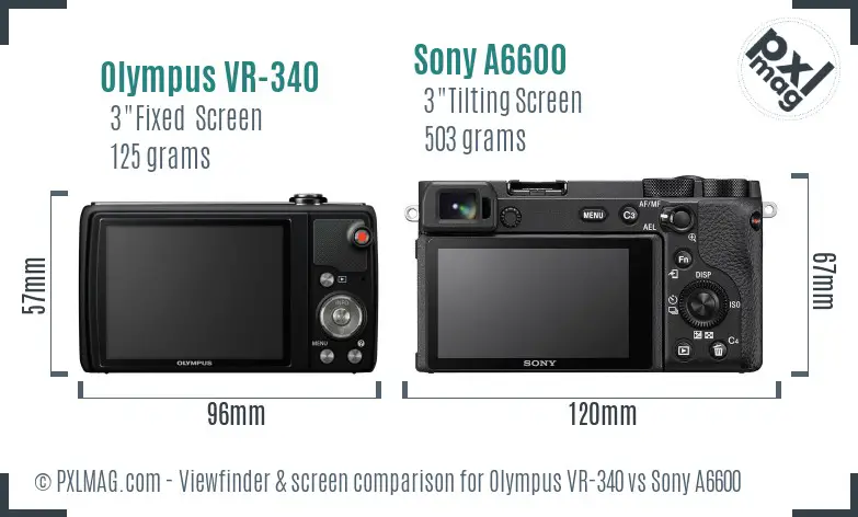 Olympus VR-340 vs Sony A6600 Screen and Viewfinder comparison