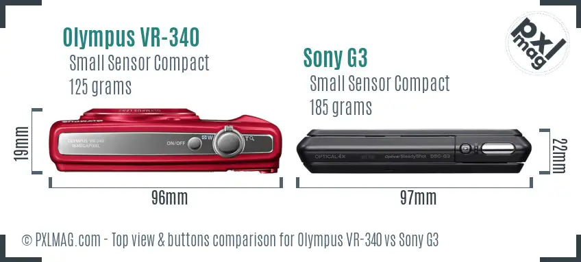 Olympus VR-340 vs Sony G3 top view buttons comparison