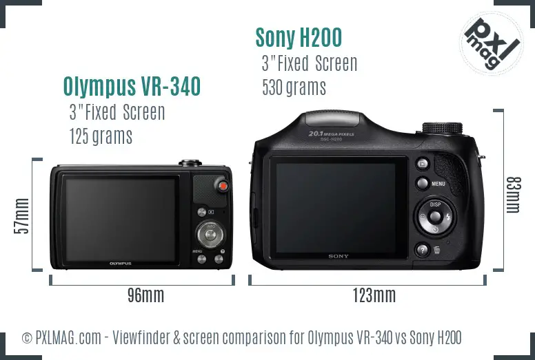 Olympus VR-340 vs Sony H200 Screen and Viewfinder comparison