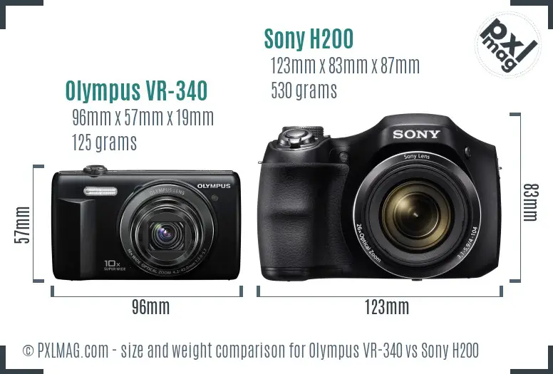Olympus VR-340 vs Sony H200 size comparison