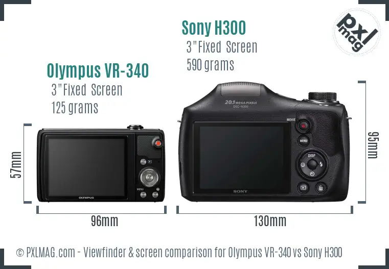 Olympus VR-340 vs Sony H300 Screen and Viewfinder comparison