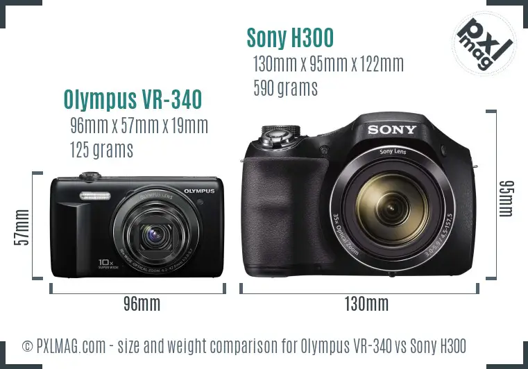 Olympus VR-340 vs Sony H300 size comparison