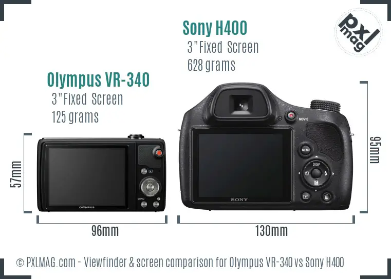 Olympus VR-340 vs Sony H400 Screen and Viewfinder comparison