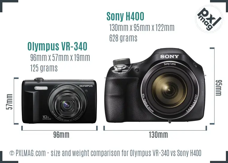 Olympus VR-340 vs Sony H400 size comparison