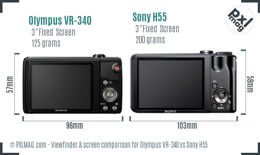 Olympus VR-340 vs Sony H55 Screen and Viewfinder comparison