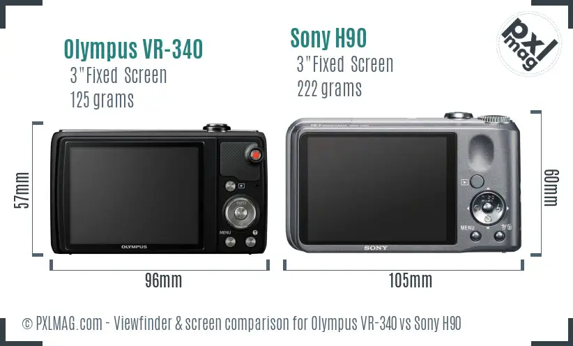 Olympus VR-340 vs Sony H90 Screen and Viewfinder comparison