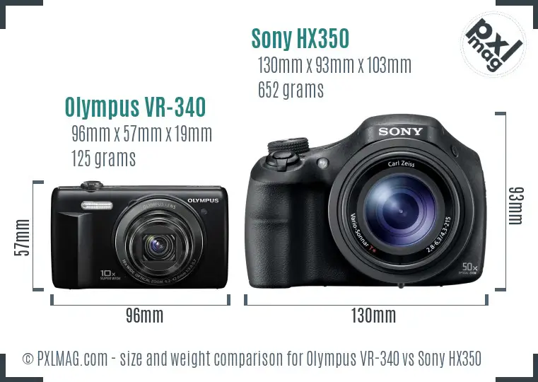 Olympus VR-340 vs Sony HX350 size comparison