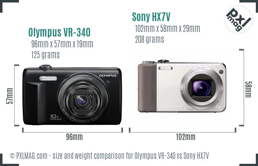 Olympus VR-340 vs Sony HX7V size comparison