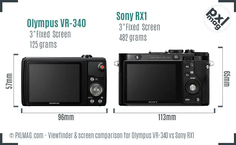 Olympus VR-340 vs Sony RX1 Screen and Viewfinder comparison