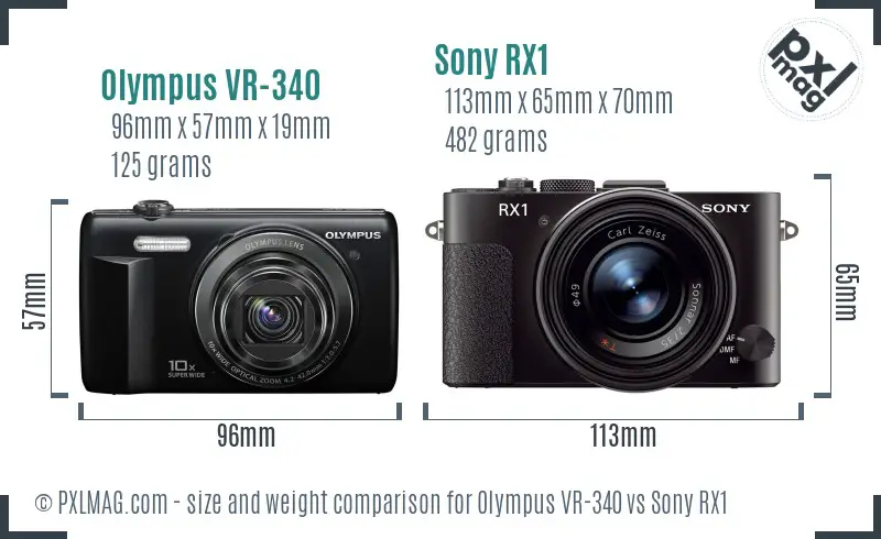 Olympus VR-340 vs Sony RX1 size comparison