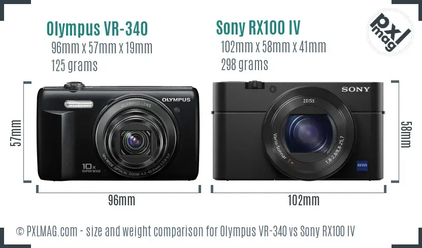 Olympus VR-340 vs Sony RX100 IV size comparison