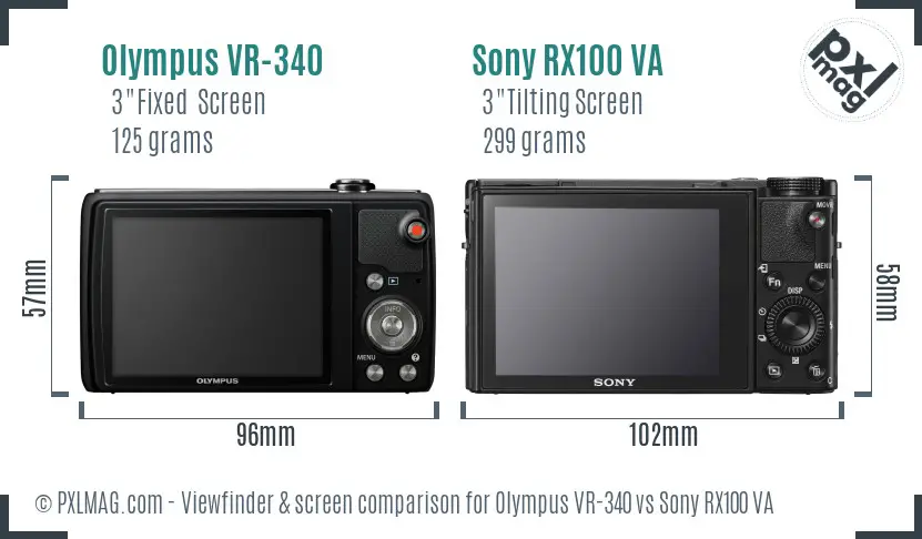 Olympus VR-340 vs Sony RX100 VA Screen and Viewfinder comparison