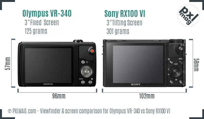 Olympus VR-340 vs Sony RX100 VI Screen and Viewfinder comparison Olympus VR-340 vs Sony RX100 VI Screen and Viewfinder comparison