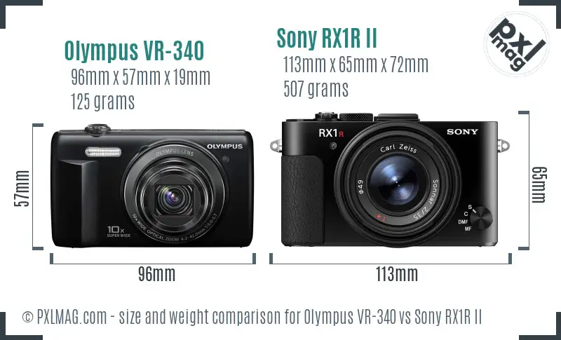 Olympus VR-340 vs Sony RX1R II size comparison