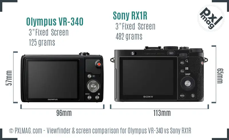 Olympus VR-340 vs Sony RX1R Screen and Viewfinder comparison