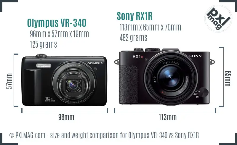 Olympus VR-340 vs Sony RX1R size comparison