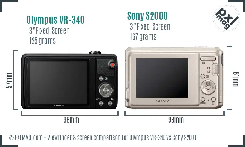 Olympus VR-340 vs Sony S2000 Screen and Viewfinder comparison