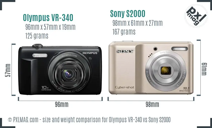 Olympus VR-340 vs Sony S2000 size comparison