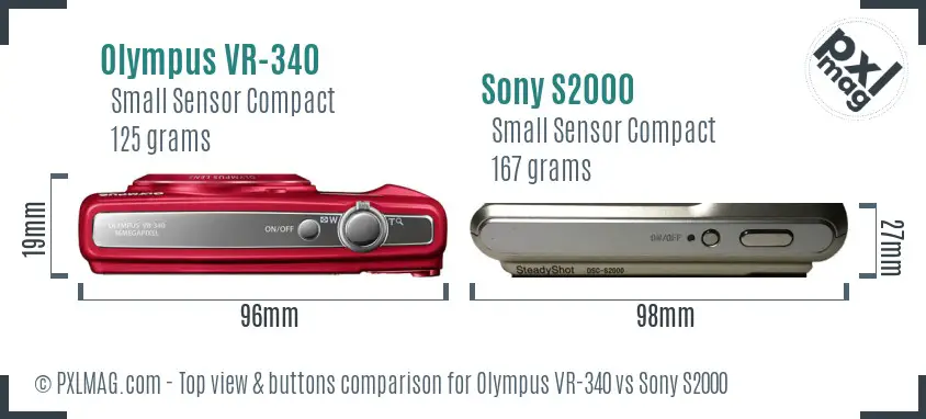 Olympus VR-340 vs Sony S2000 top view buttons comparison