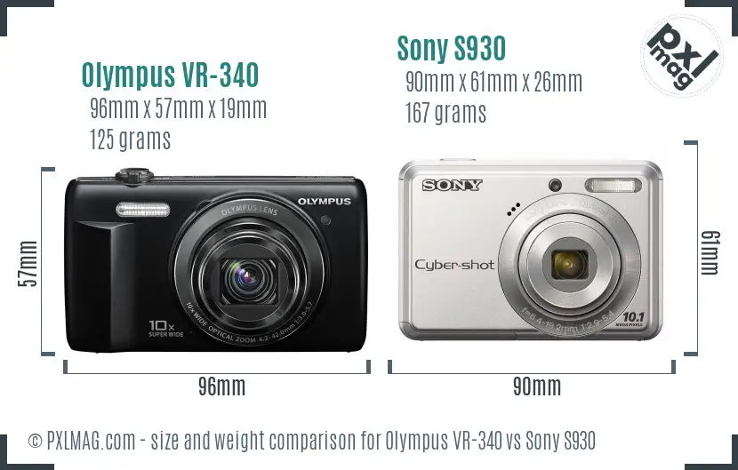 Olympus VR-340 vs Sony S930 size comparison