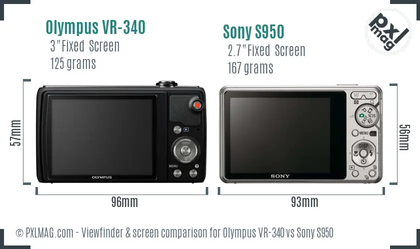 Olympus VR-340 vs Sony S950 Screen and Viewfinder comparison