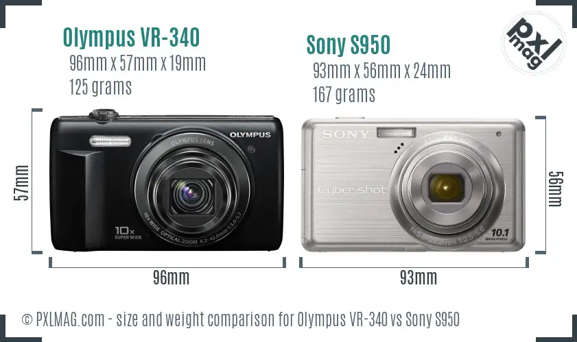 Olympus VR-340 vs Sony S950 size comparison