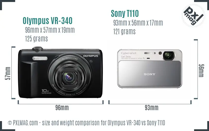 Olympus VR-340 vs Sony T110 size comparison