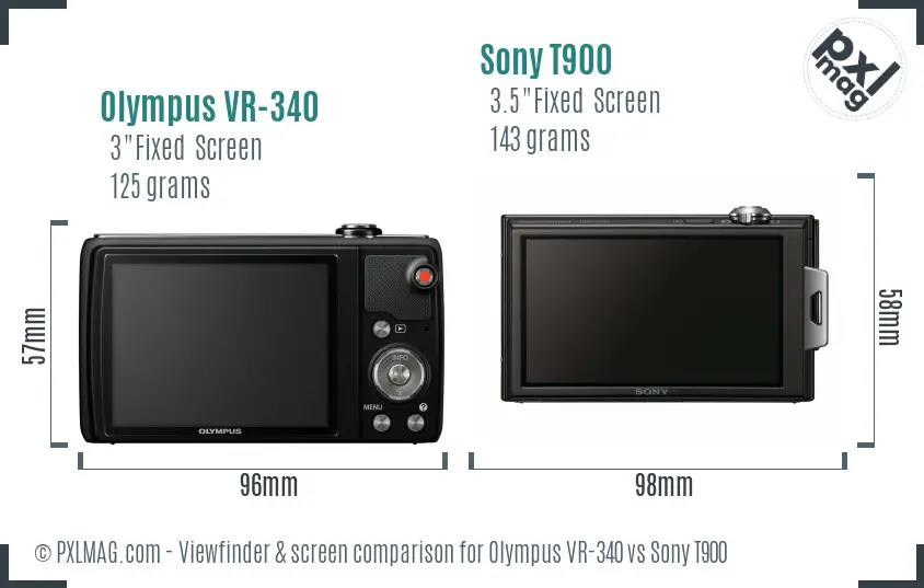Olympus VR-340 vs Sony T900 Screen and Viewfinder comparison