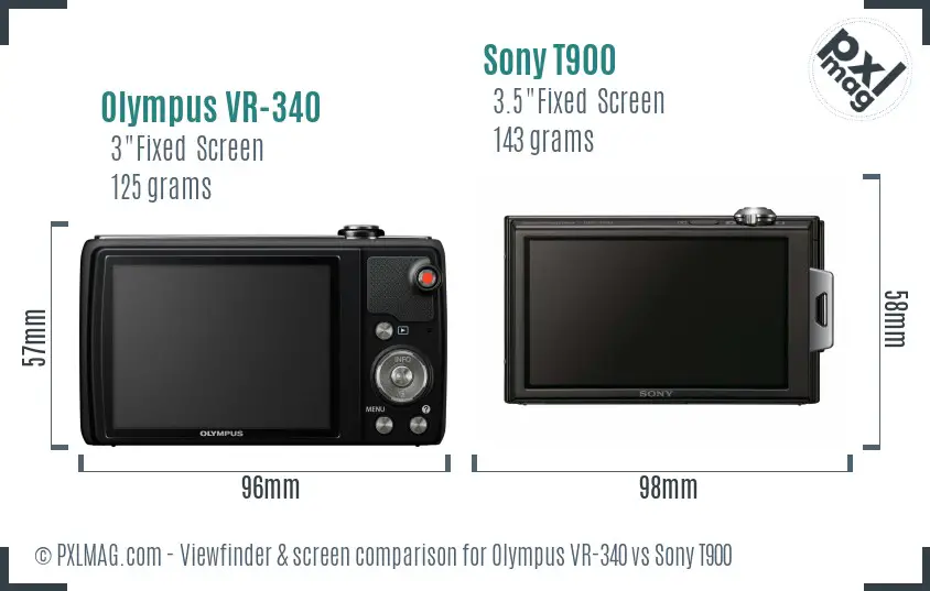 Olympus VR-340 vs Sony T900 Screen and Viewfinder comparison Olympus VR-340 vs Sony T900 Screen and Viewfinder comparison