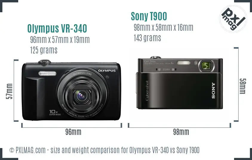 Olympus VR-340 vs Sony T900 size comparison Olympus VR-340 vs Sony T900 size comparison