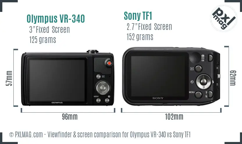 Olympus VR-340 vs Sony TF1 Screen and Viewfinder comparison