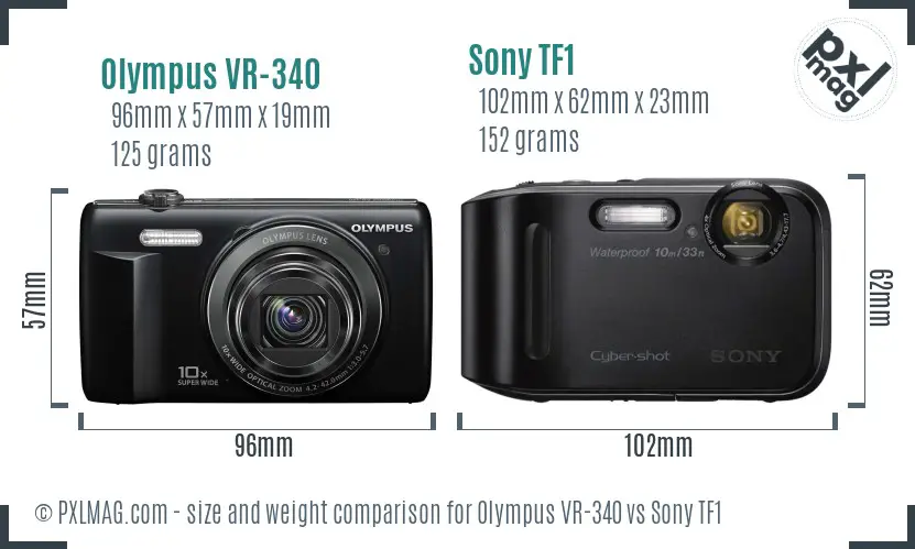 Olympus VR-340 vs Sony TF1 size comparison