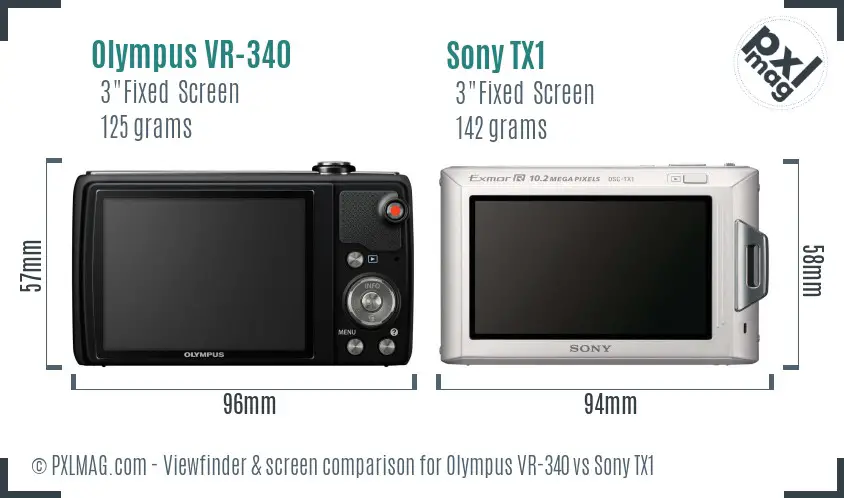 Olympus VR-340 vs Sony TX1 Screen and Viewfinder comparison