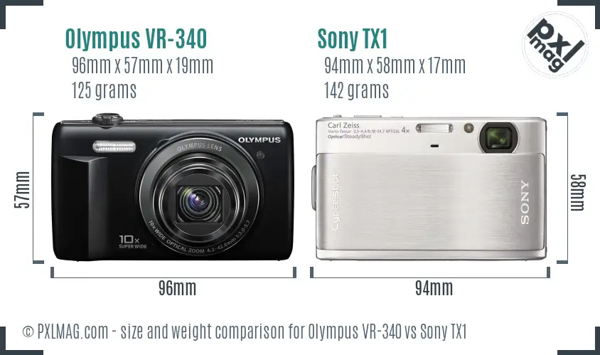 Olympus VR-340 vs Sony TX1 size comparison