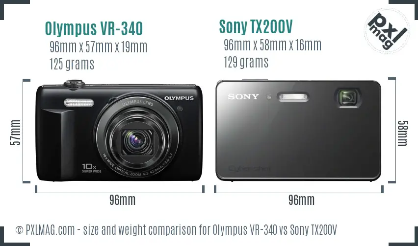 Olympus VR-340 vs Sony TX200V size comparison