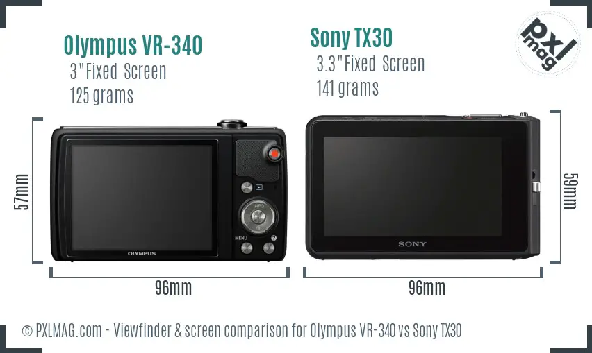Olympus VR-340 vs Sony TX30 Screen and Viewfinder comparison