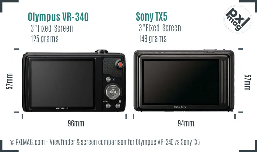 Olympus VR-340 vs Sony TX5 Screen and Viewfinder comparison