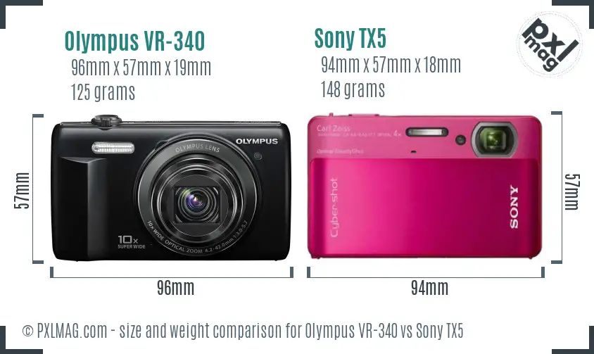 Olympus VR-340 vs Sony TX5 size comparison