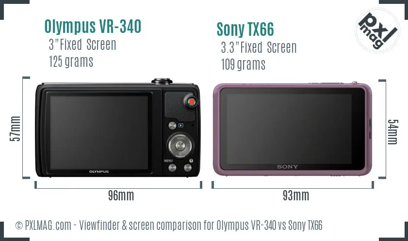 Olympus VR-340 vs Sony TX66 Screen and Viewfinder comparison Olympus VR-340 vs Sony TX66 Screen and Viewfinder comparison