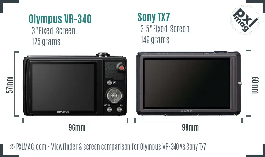 Olympus VR-340 vs Sony TX7 Screen and Viewfinder comparison