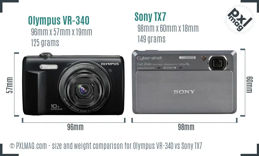 Olympus VR-340 vs Sony TX7 size comparison