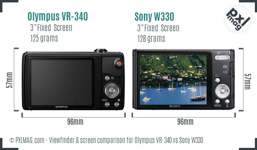 Olympus VR-340 vs Sony W330 Screen and Viewfinder comparison