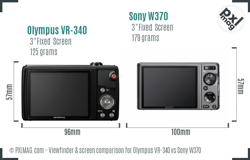 Olympus VR-340 vs Sony W370 Screen and Viewfinder comparison Olympus VR-340 vs Sony W370 Screen and Viewfinder comparison