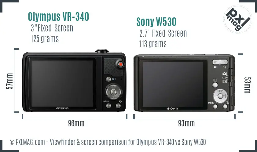 Olympus VR-340 vs Sony W530 Screen and Viewfinder comparison Olympus VR-340 vs Sony W530 Screen and Viewfinder comparison