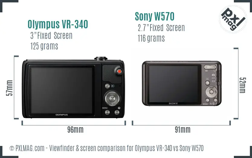 Olympus VR-340 vs Sony W570 Screen and Viewfinder comparison