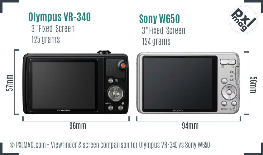Olympus VR-340 vs Sony W650 Screen and Viewfinder comparison