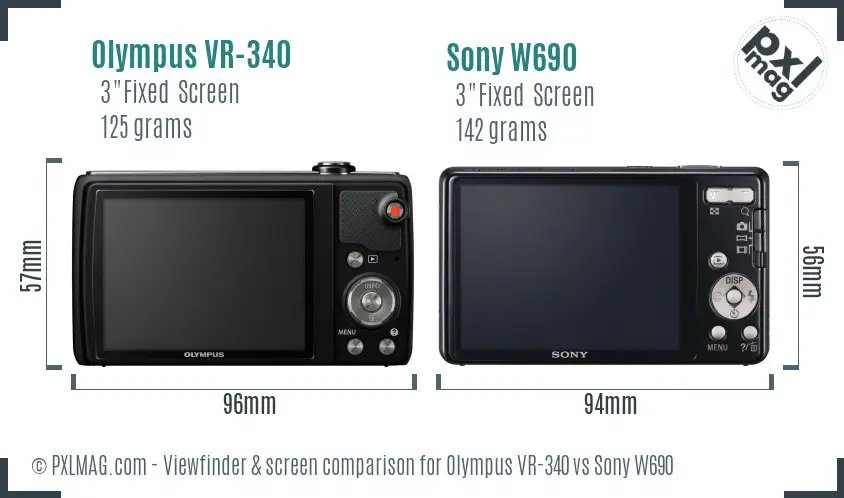 Olympus VR-340 vs Sony W690 Screen and Viewfinder comparison