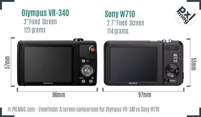 Olympus VR-340 vs Sony W710 Screen and Viewfinder comparison